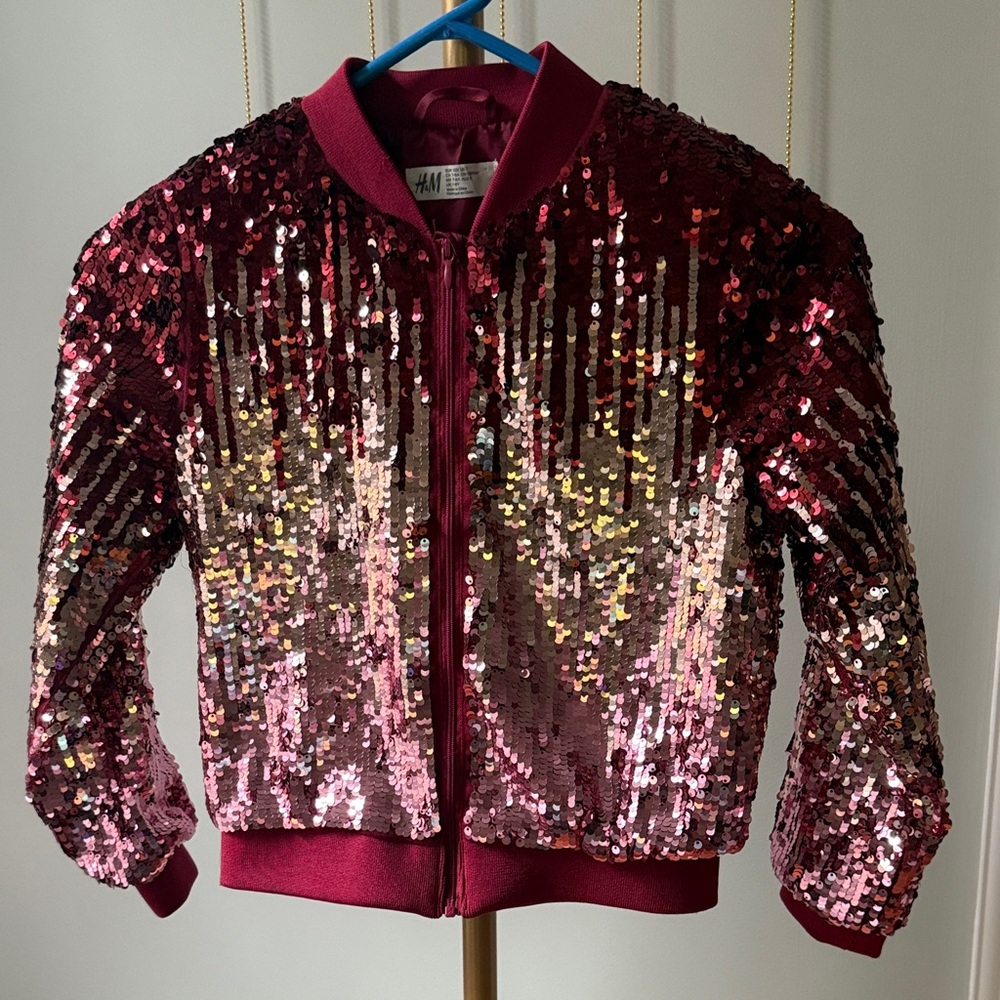 H&M Kids Sparkle Jacket - Burgundy and Pink Sequins